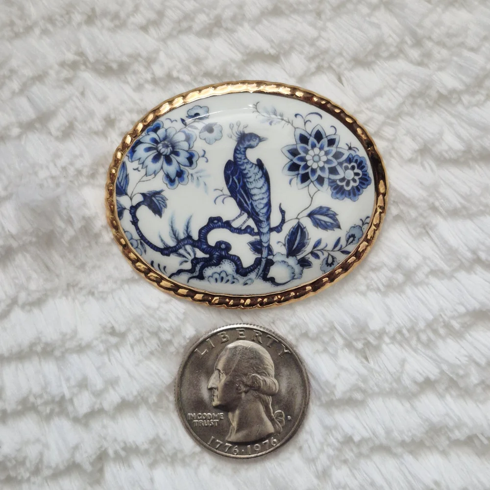 Vintage Aynsley Peacock Floral Brooch Pin - Picture 4 of 5